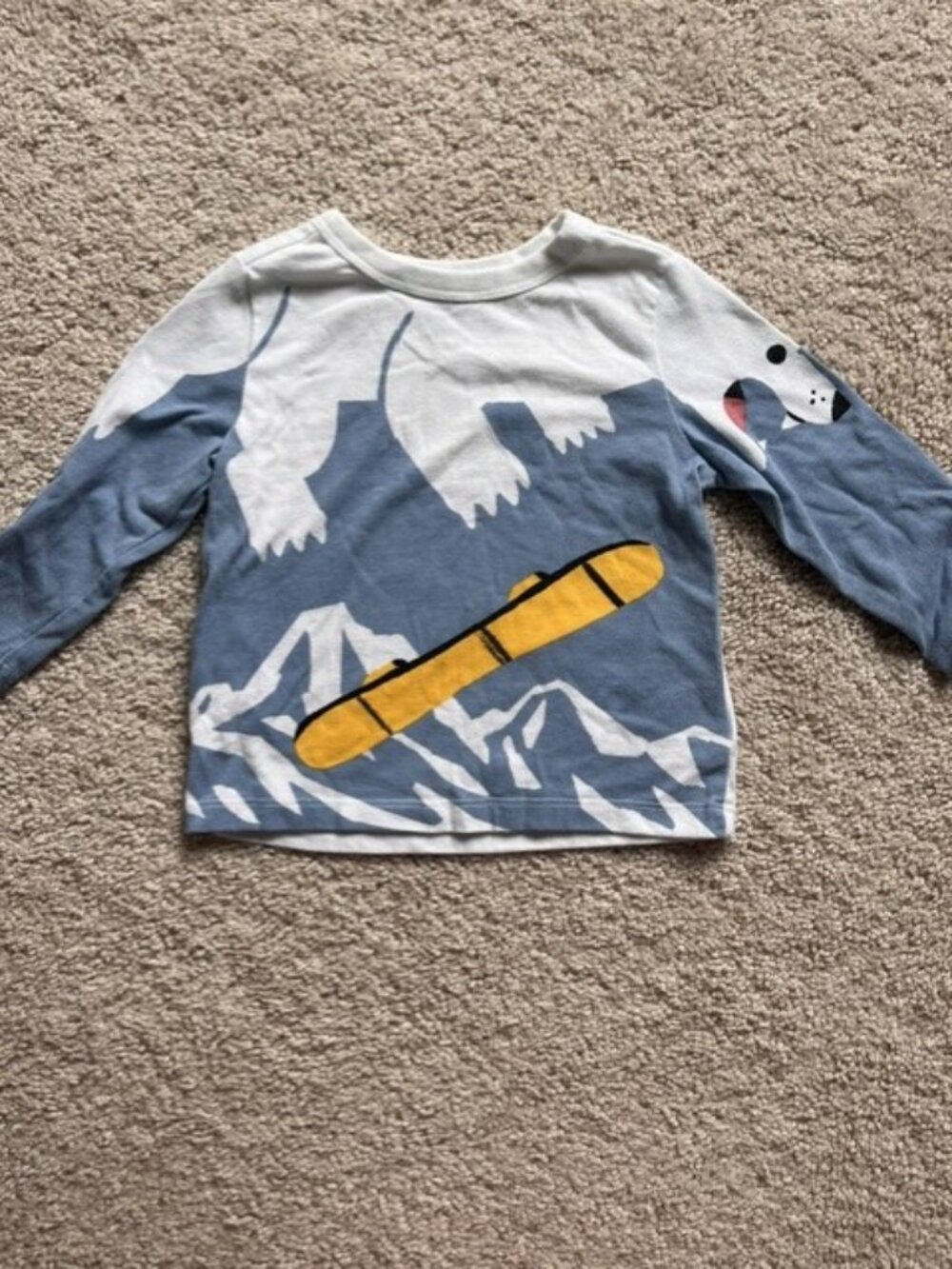 Old Navy Polar Bear Snowboard Graphic Long Sleeve Shirt Toddler 12-18 Months